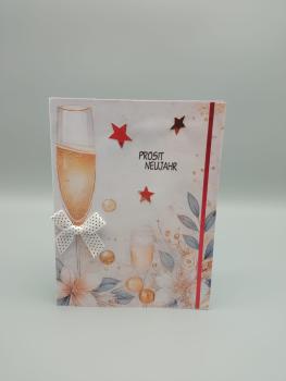 Elegante Neujahrskarte mit Sektglas-Motiv